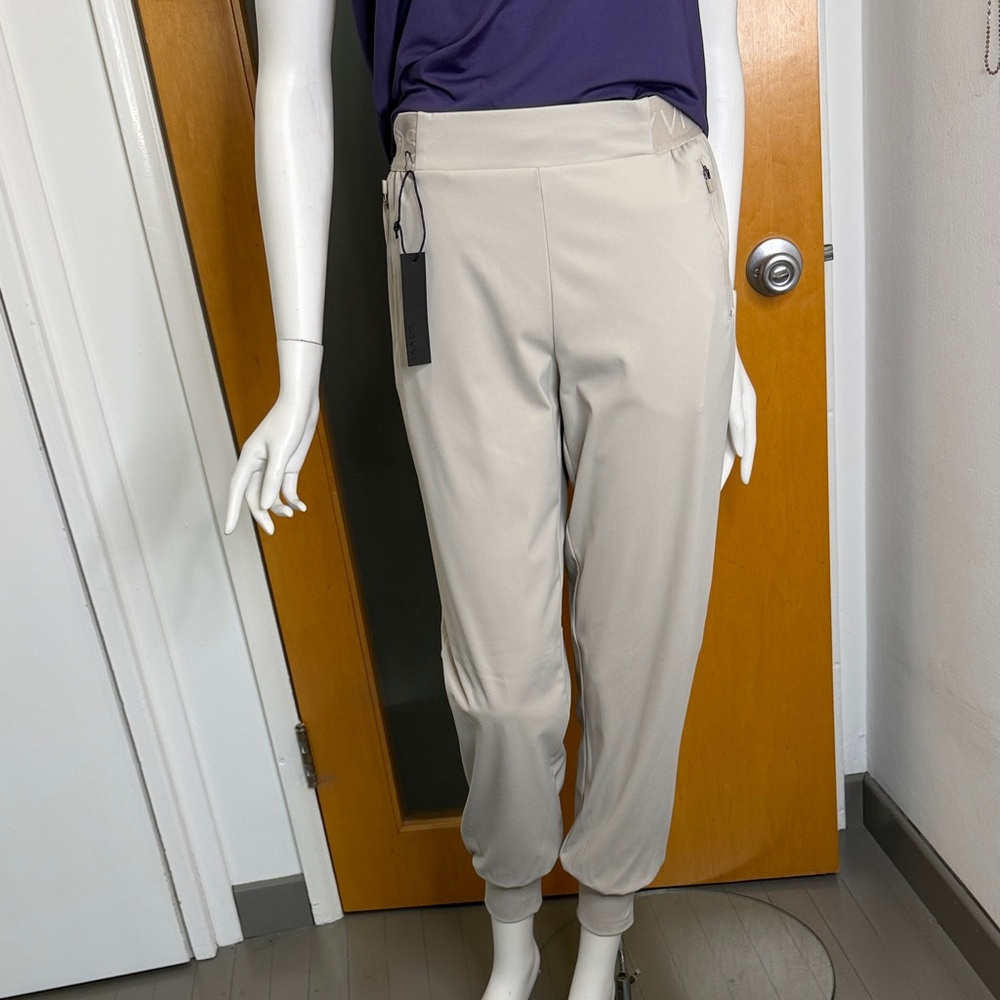 Classic Cream Jogger Pants with Zip Detail